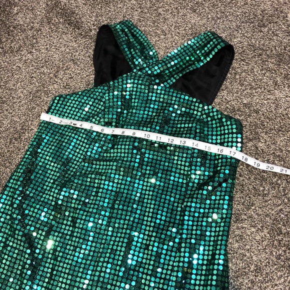 Handmade vintage green metallic retro sequins dress - Picture 5 of 8